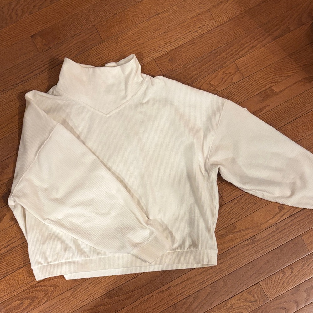 Madewell Cream Corduroy Turtleneck Top - Picture 2 of 4